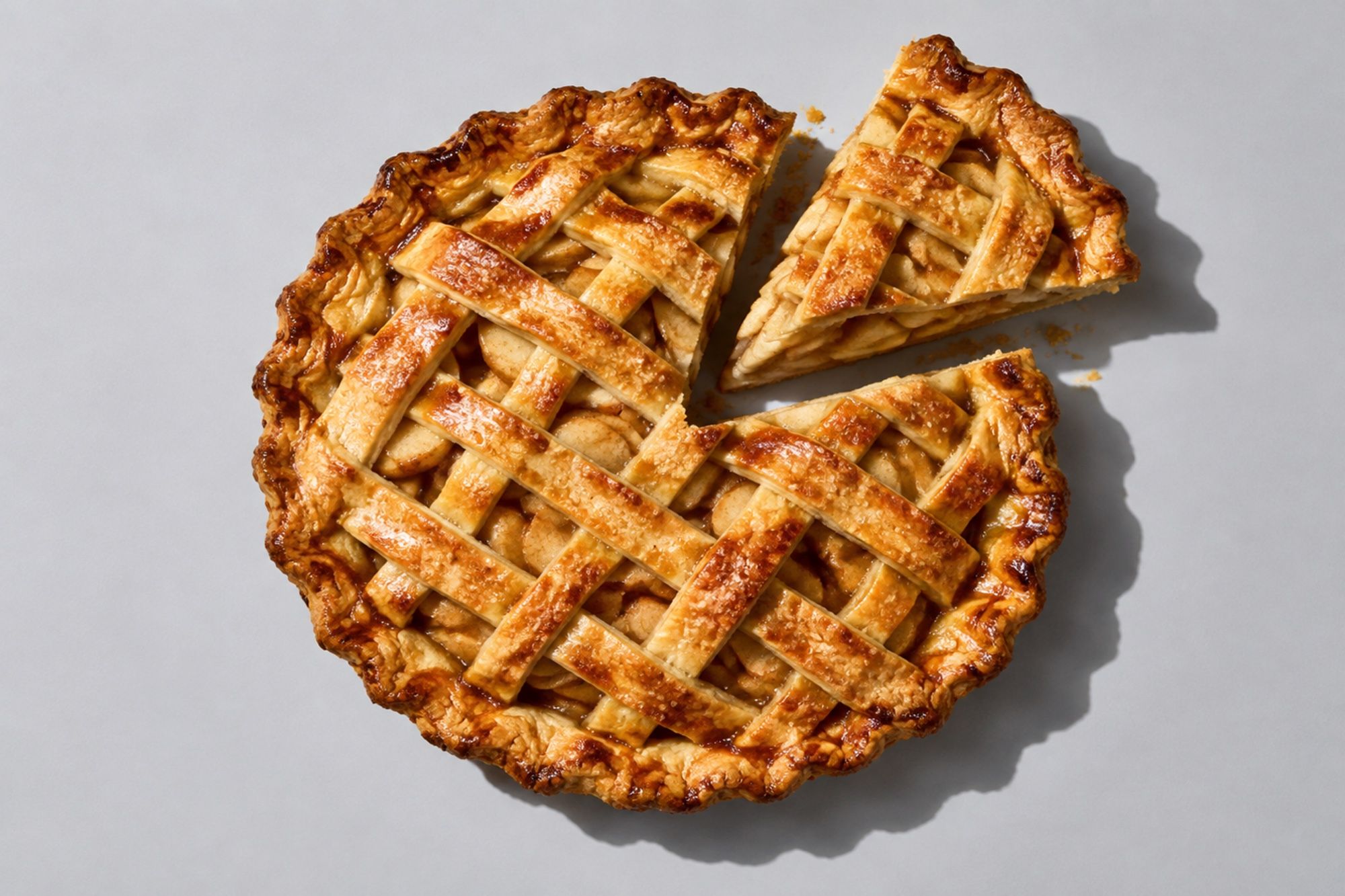A lattice apple pie seen from above